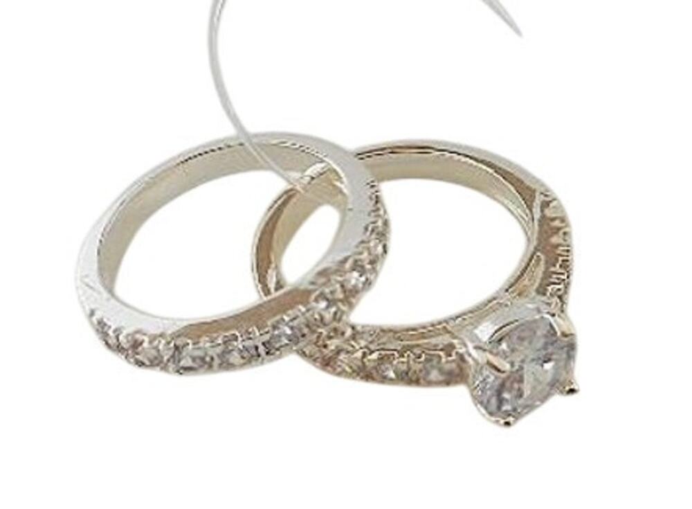 2019 NWOT Charter Club Silvertone Cubic Zirconia 3 CT Engagement Ring Set